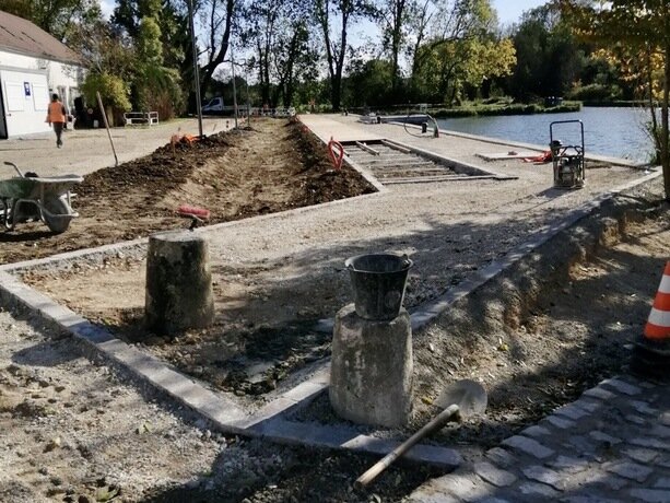 Photo des travaux sur la halte fluviale Bazarnes-Cravant