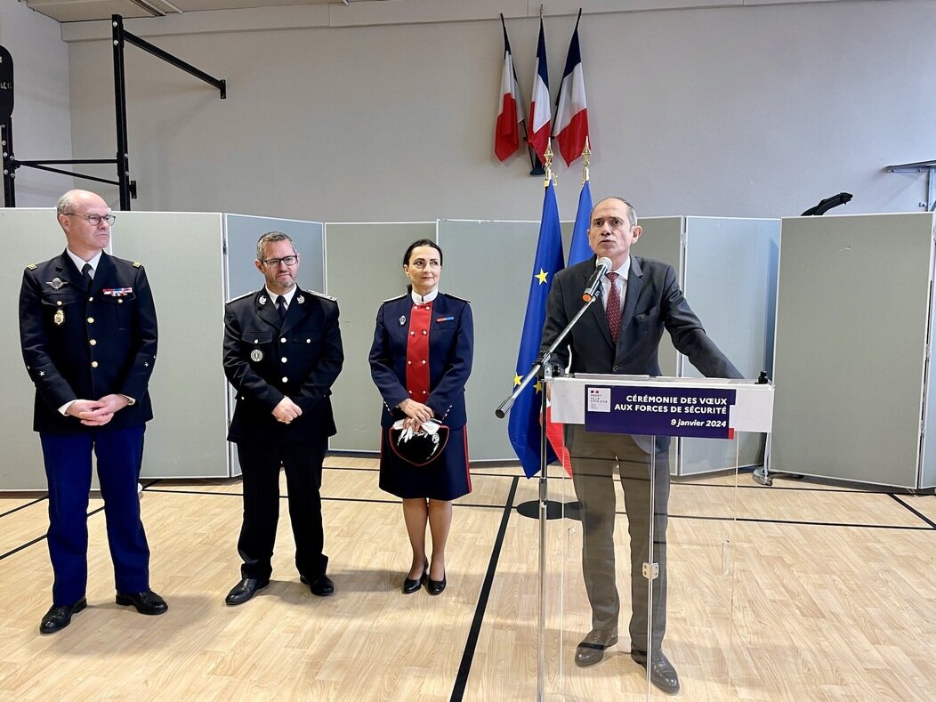 Photo du général Sylvain Laniel, Bruno Gallot, Sophie Bernert et Franck Robine